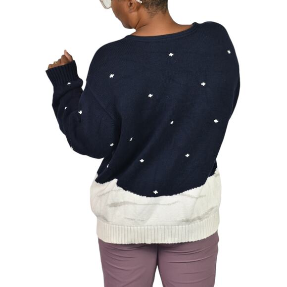 Liz Claiborne Christmas Sweater Blue Vintage Dog Scottie Snow Holiday Festive XL - Picture 3 of 14